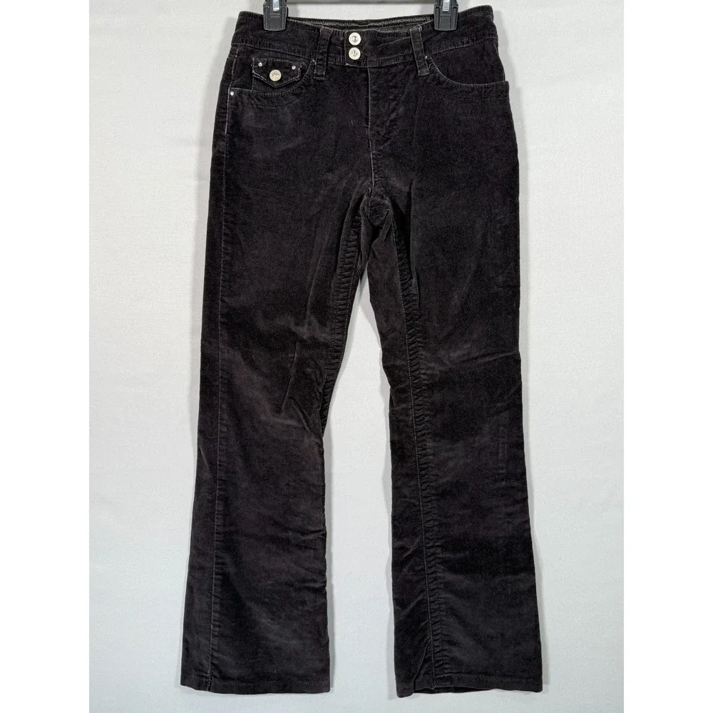 Limited Too Girl Y2K Black Corduroy Pants 12R Rhinestones Cool Snap Pockets‎